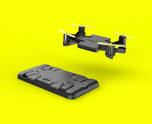 A drone that collapses into  a mobile phone cover